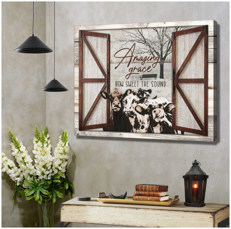 Mostsuit Amazing Grace Farm Cows Canvas Poster Wall Art Decor