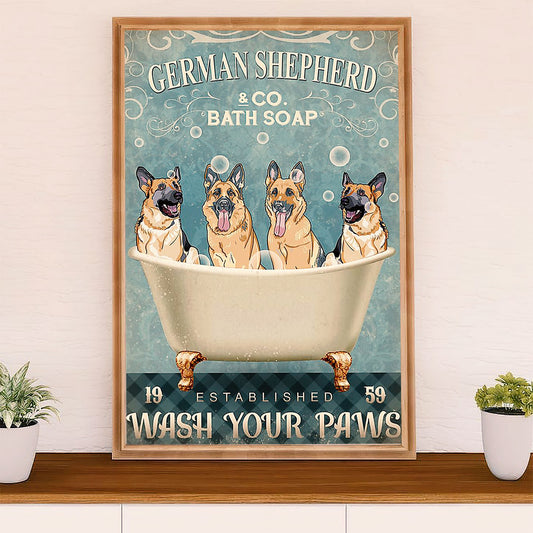 German Shepherd Canvas Prints | Dog Wash Your Hand | Wall Art Gift for Shepherd Dog Lover