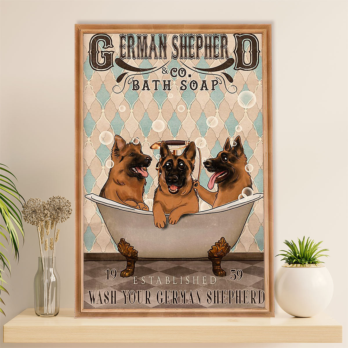 German Shepherd Canvas Prints | Dog Bath Soap | Wall Art Gift for Shepherd Dog Lover