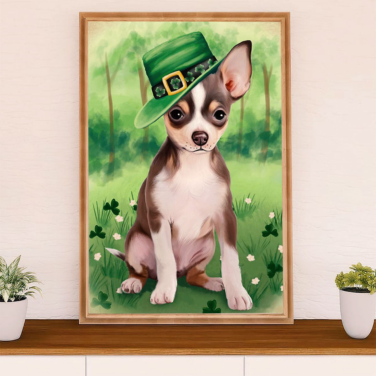 Chihuahua Canvas Wall Art Prints | St.Patrick's Day | Gift for Chihuahua Dog Lover