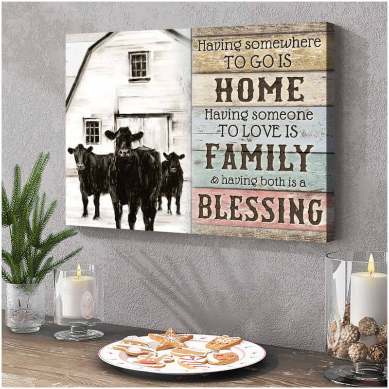 Mostsuit Farm Farmhouse Angus Cows Canvas Poster Having both is a blessing Wall Art Decor