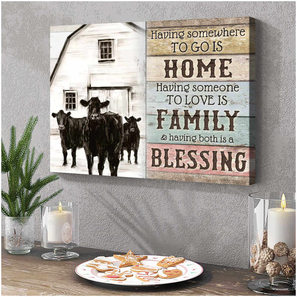 Mostsuit Farm Farmhouse Angus Cows Canvas Poster Having both is a blessing Wall Art Decor