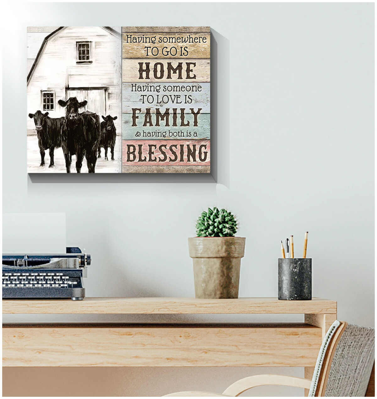Mostsuit Farm Farmhouse Angus Cows Canvas Poster Having both is a blessing Wall Art Decor