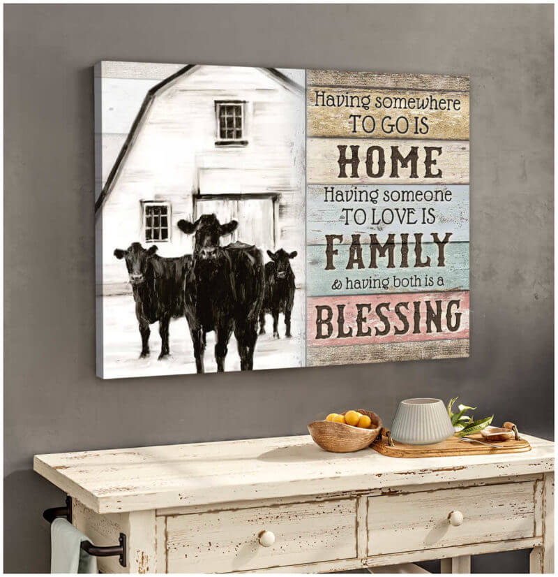 Mostsuit Farm Farmhouse Angus Cows Canvas Poster Having both is a blessing Wall Art Decor