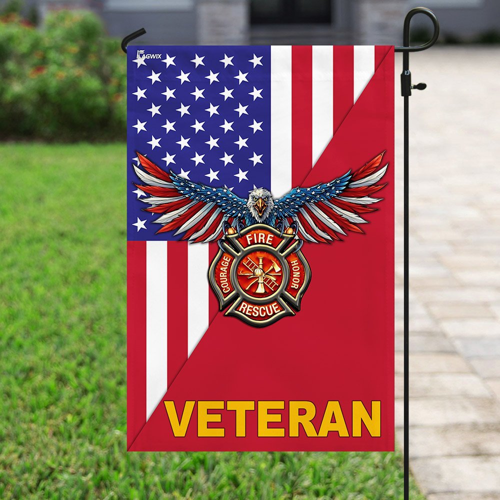 Firefighter Veteran American US Flag