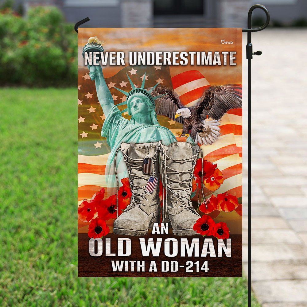 An Old Woman With DD-214 Flag