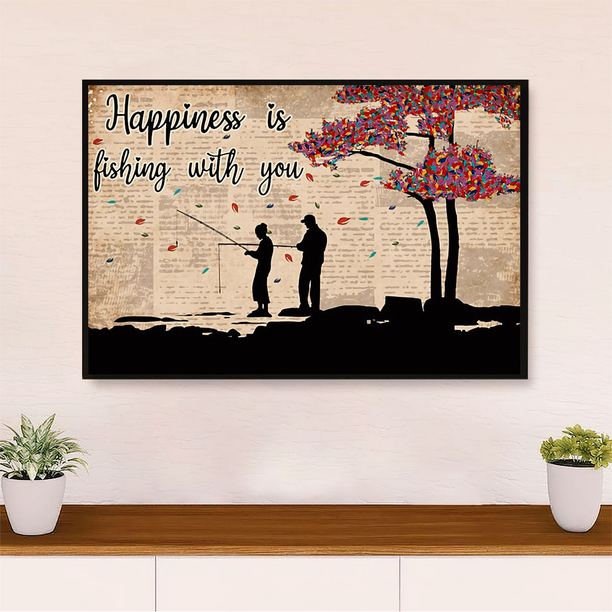 Fishing Canvas Wall Art Prints | Couple Girlfriend to Boyfriend | Home Décor Gift for Fisherman