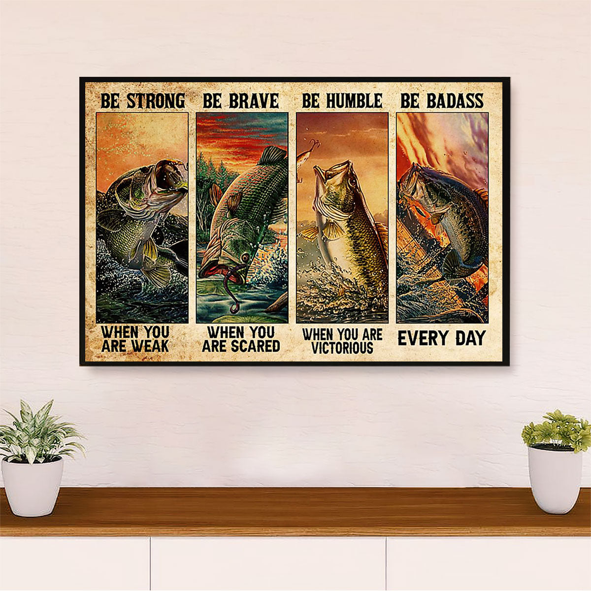 Fishing Canvas Wall Art Prints | Strong Humble | Home Décor Gift for Fisherman