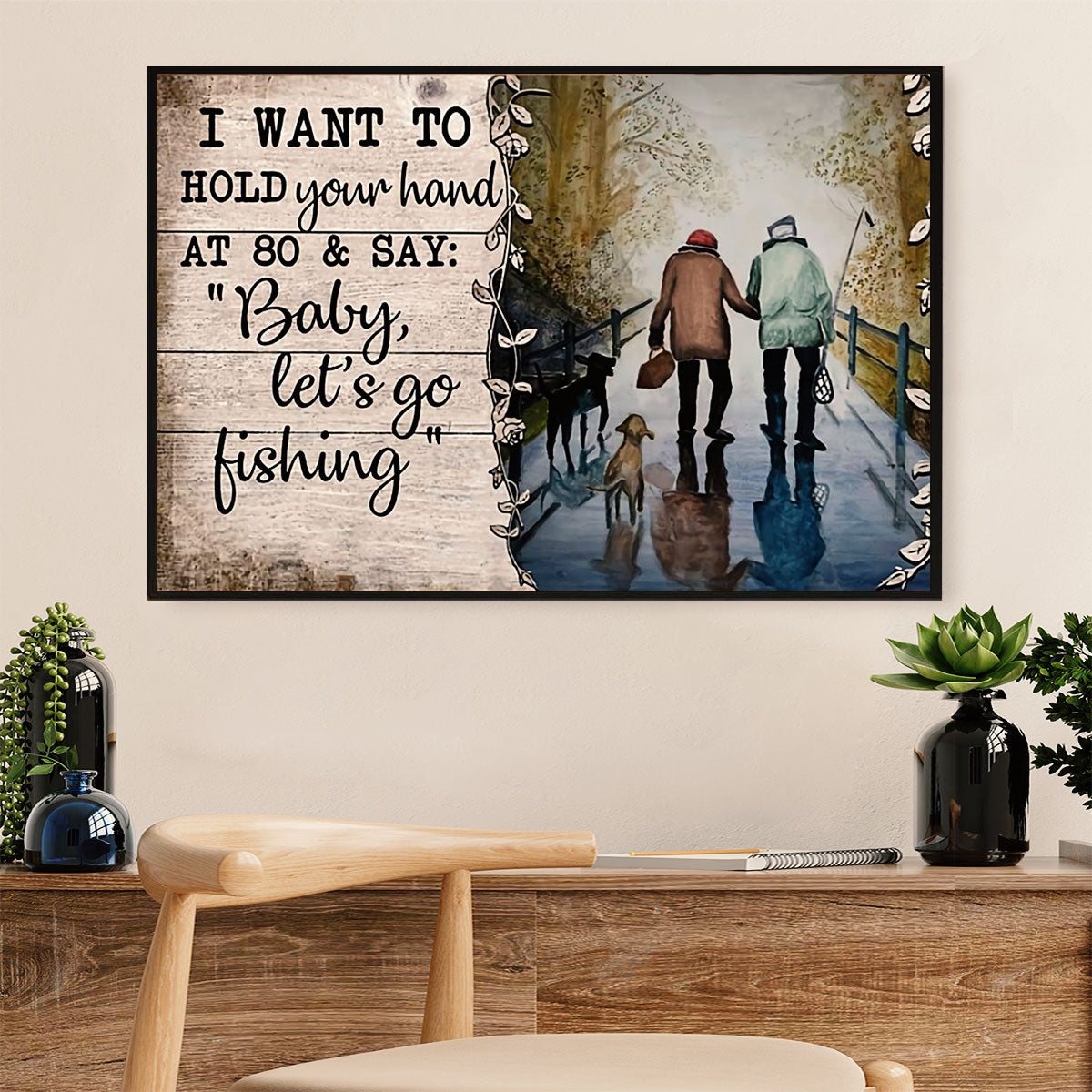 Fishing Canvas Wall Art Prints | Husband & Wife | Home Décor Gift for Fisherman