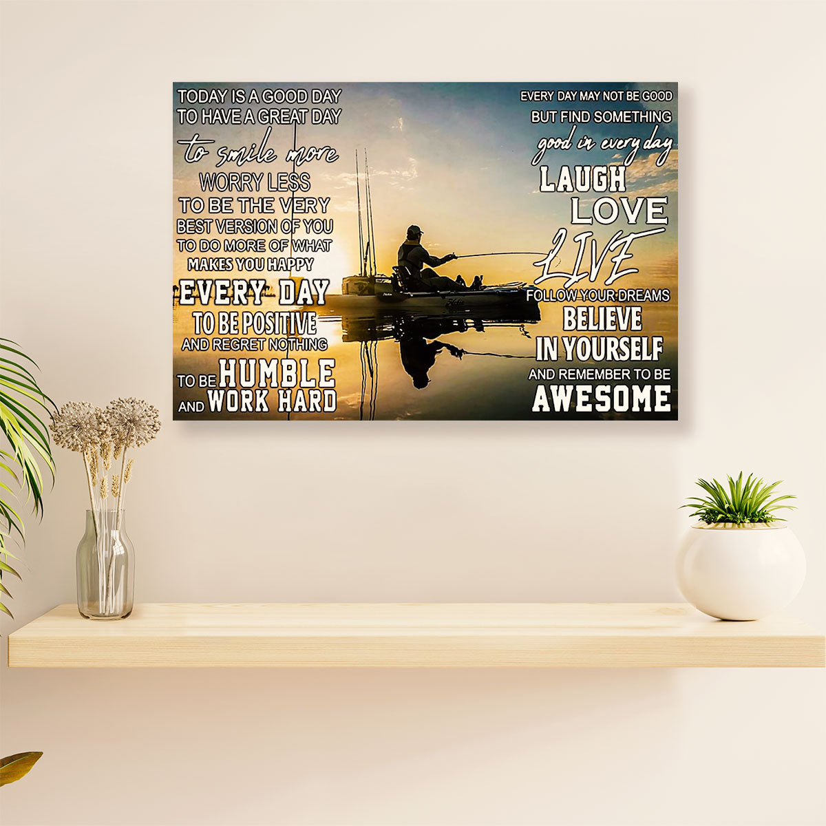 Fishing Canvas Wall Art Prints | Laugh Love Live | Home Décor Gift for Fisherman