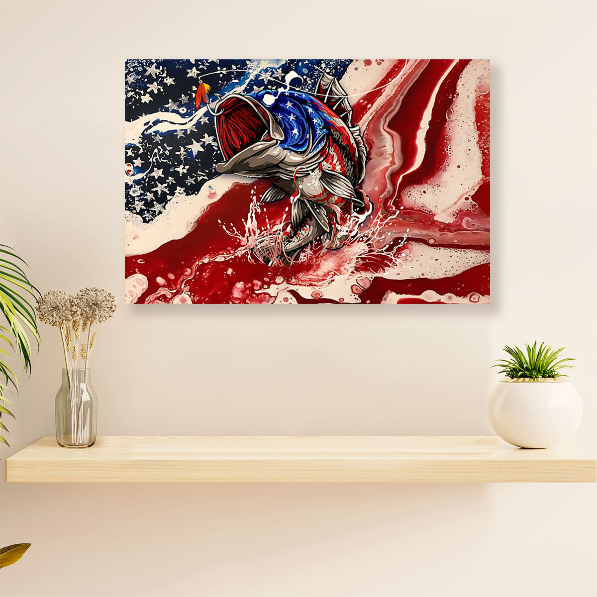 Fishing Poster Print | American Flag Fish | Wall Art Gift for Fisherman
