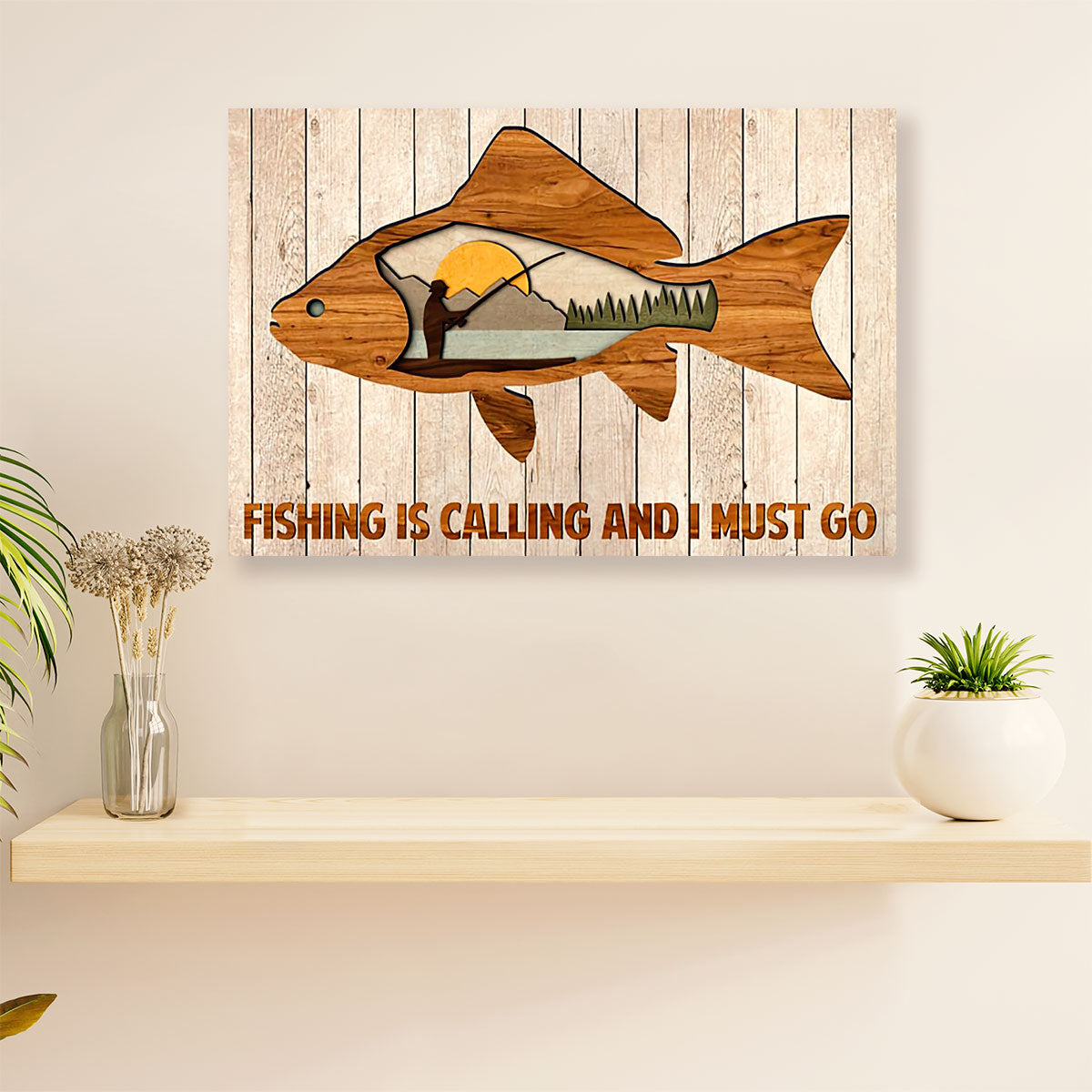 Fishing Poster Print | Fishing is Calling | Wall Art Gift for Fisherman