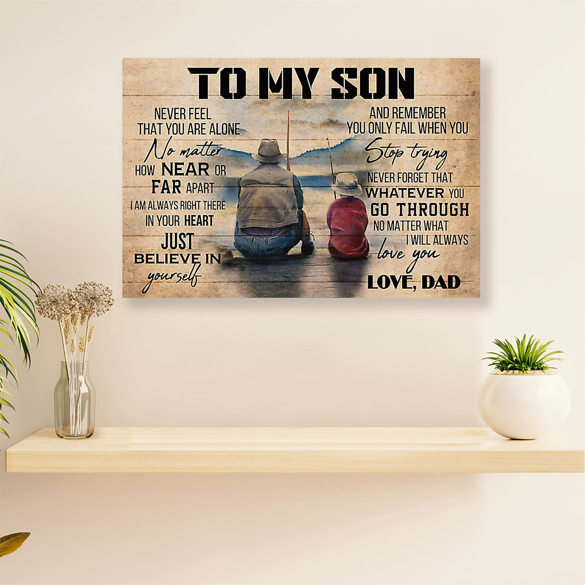 Fishing Canvas Wall Art Prints | From Dad to Son | Home Décor Gift for Fisherman