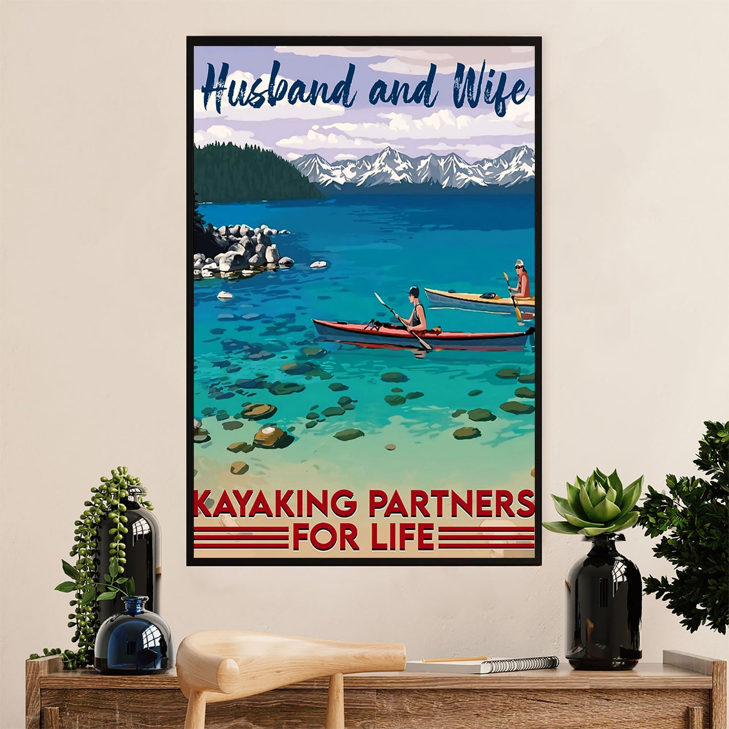 Kayaking Canvas Wall Art Prints | Husband & Wife | Home Décor Gift for Kayaker