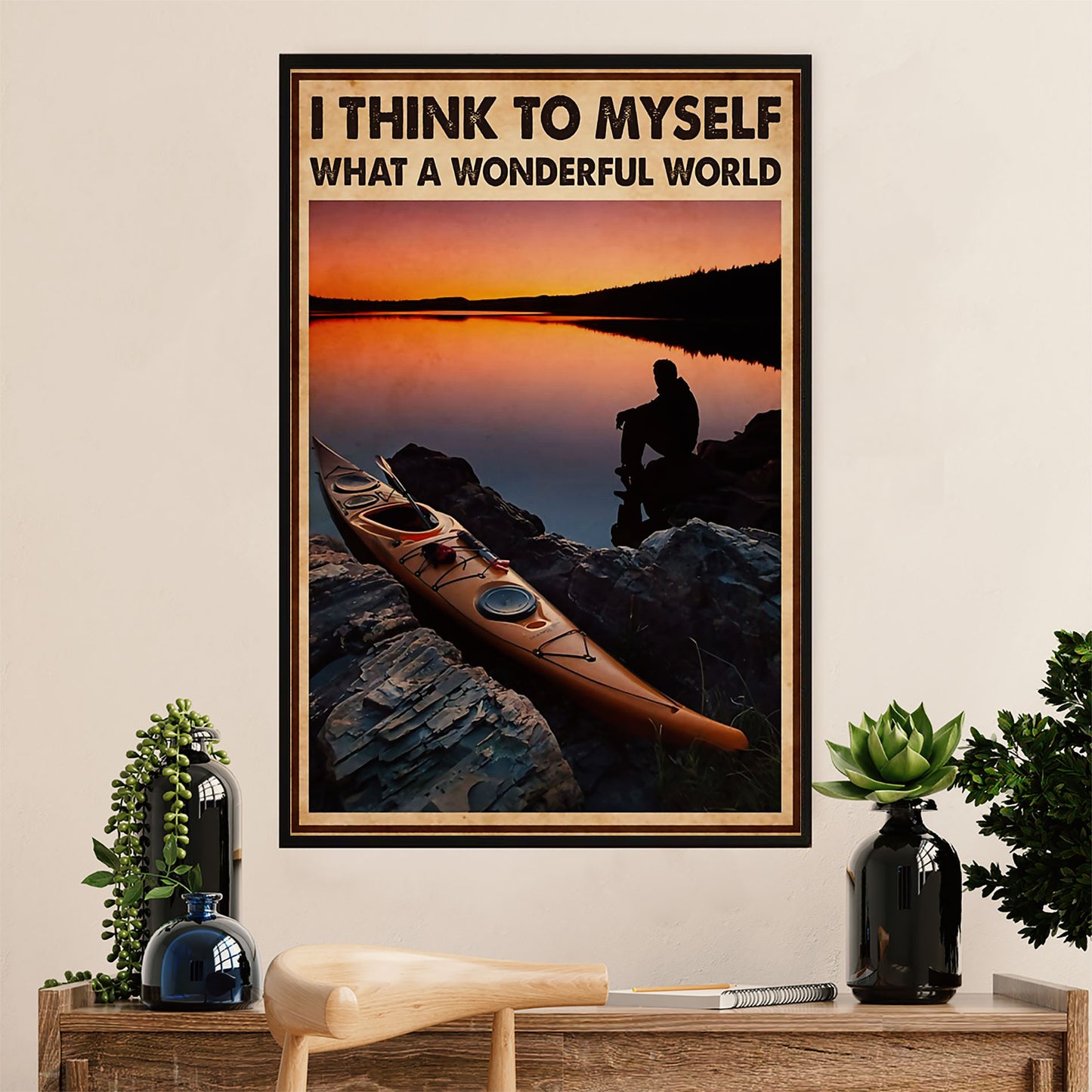 Kayaking Canvas Wall Art Prints | Wonderful World | Home Décor Gift for Kayaker