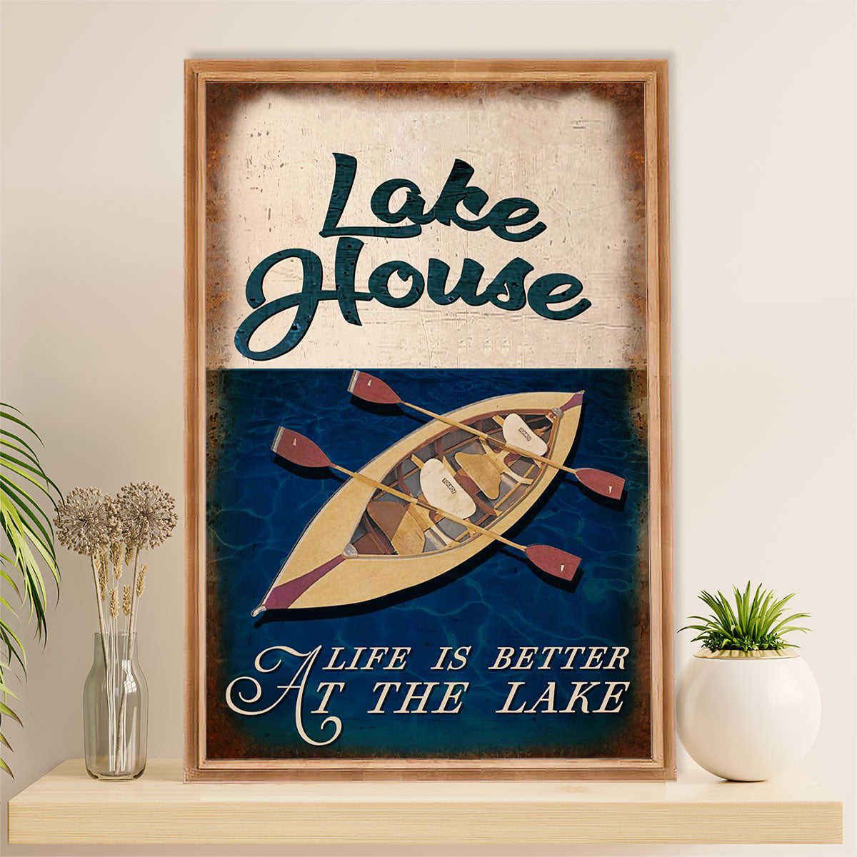 Kayaking Canvas Wall Art Prints | Lake House | Home Décor Gift for Kayaker