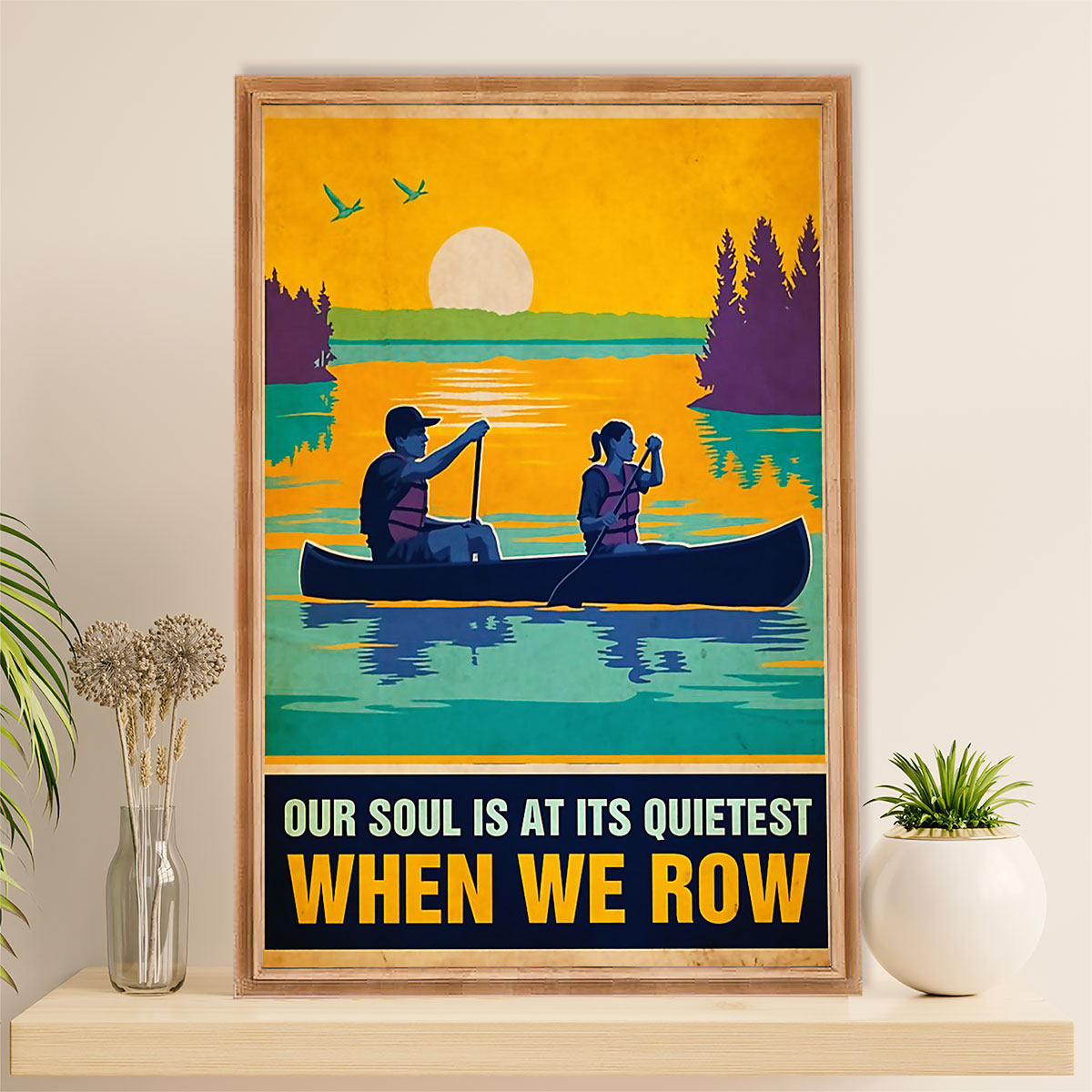 Kayaking Poster Print Room Decor | When We Row | Wall Art Gift for Kayaker
