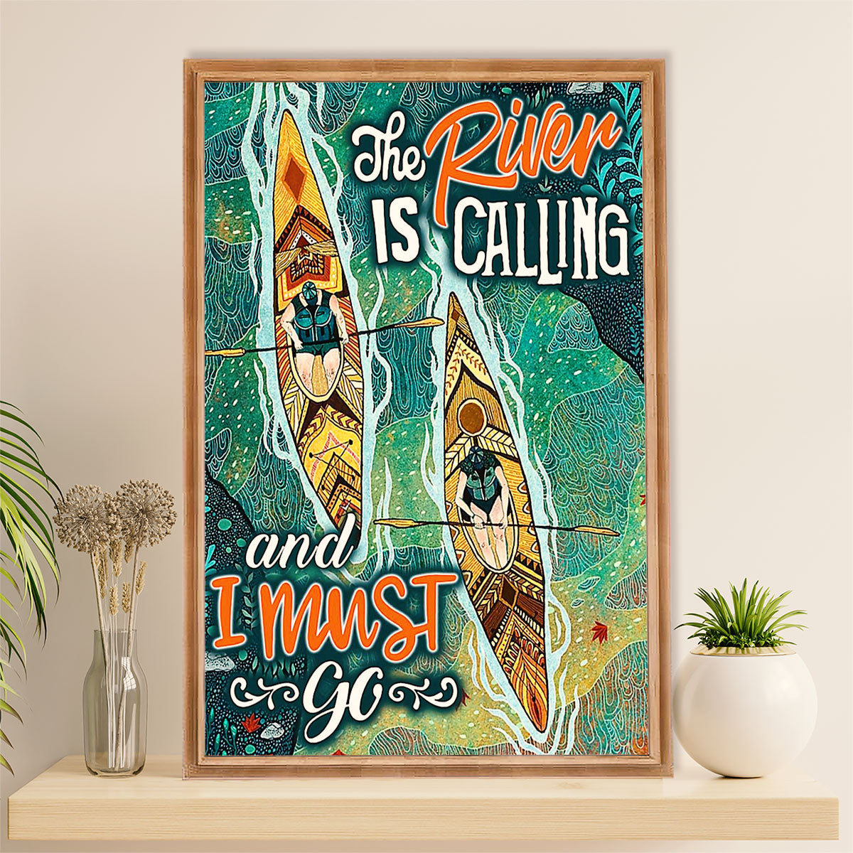Kayaking Canvas Wall Art Prints | The River Is Calling | Home Décor Gift for Kayaker