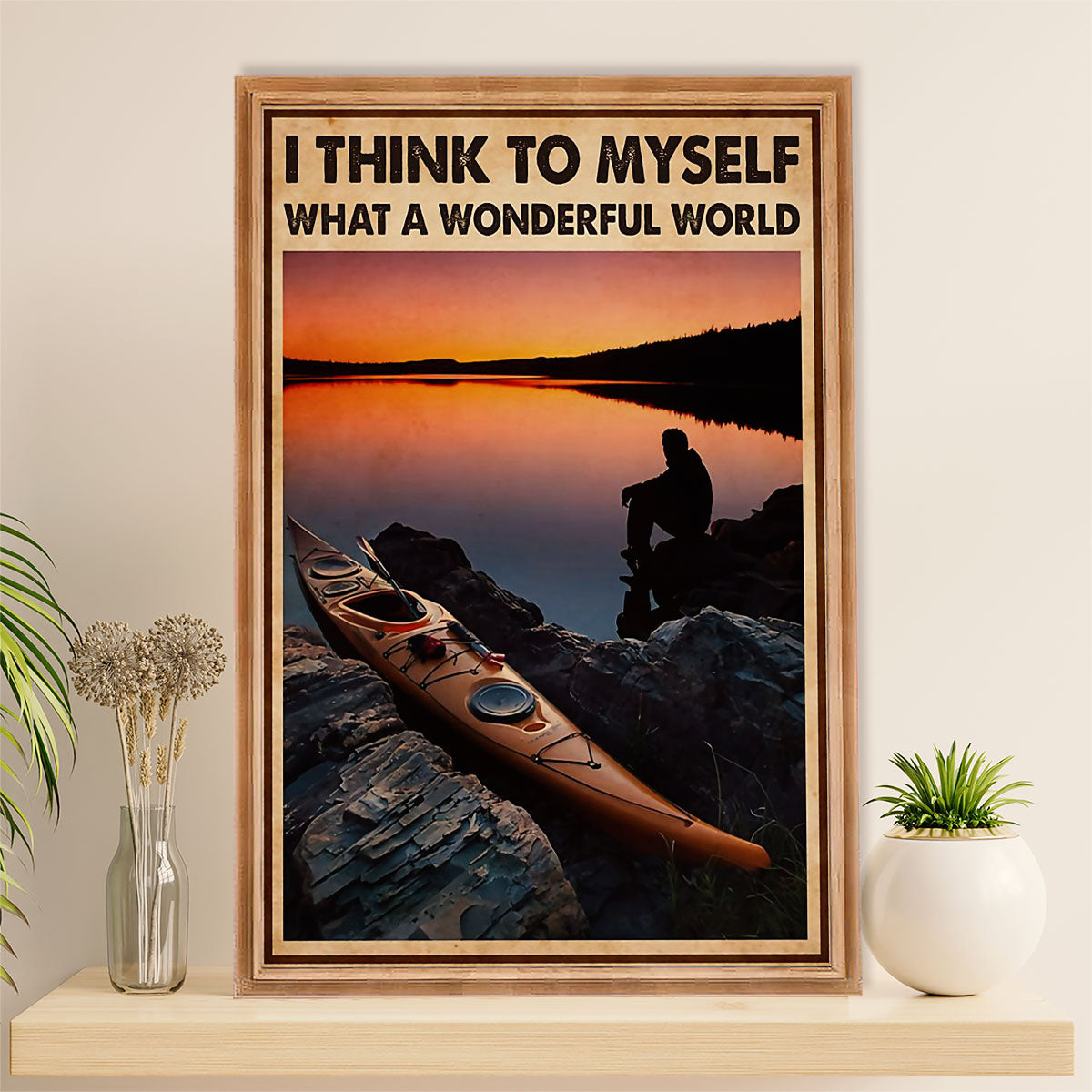 Kayaking Canvas Wall Art Prints | Wonderful World | Home Décor Gift for Kayaker