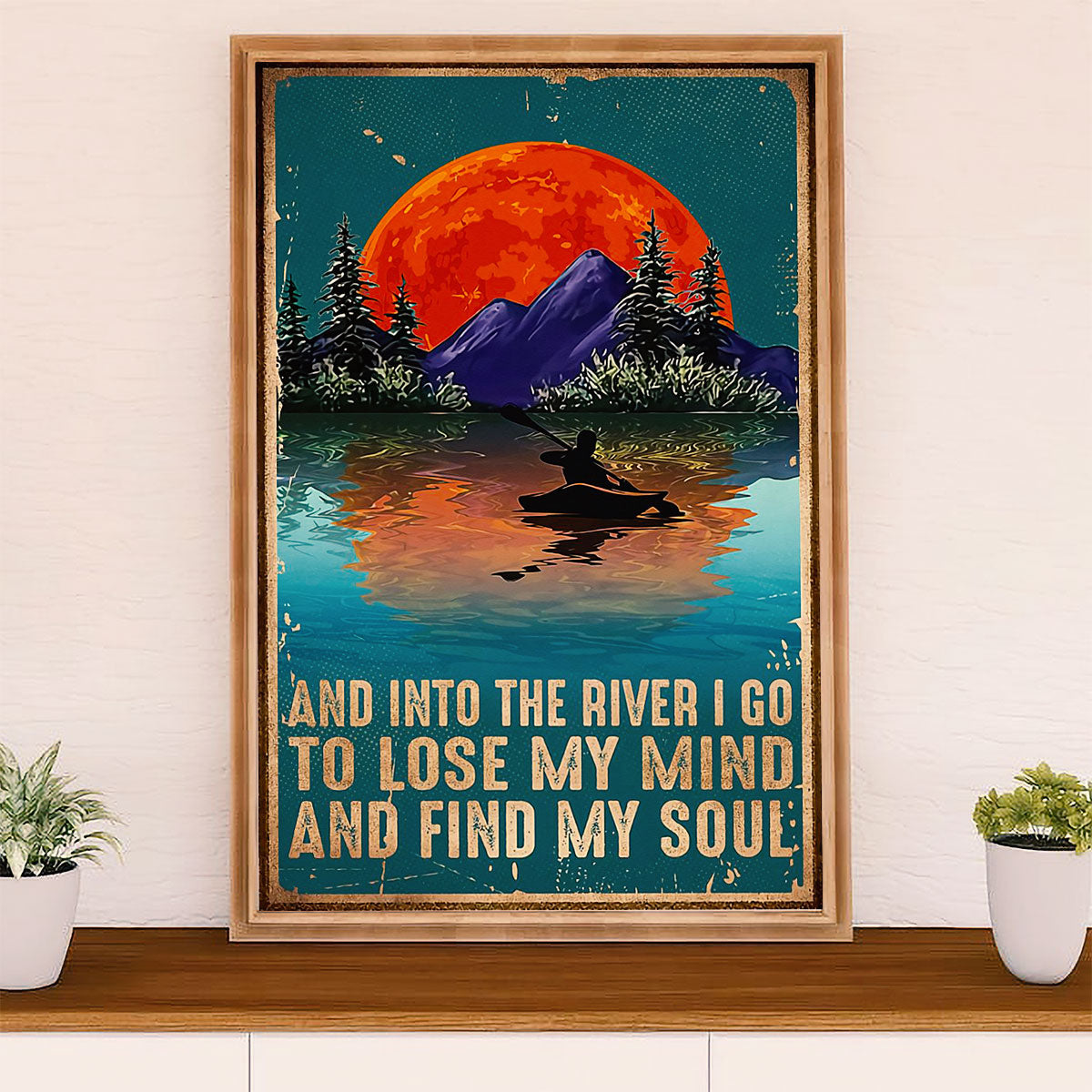 Kayaking Poster Print Room Decor | Into The River | Wall Art Gift for Kayaker
