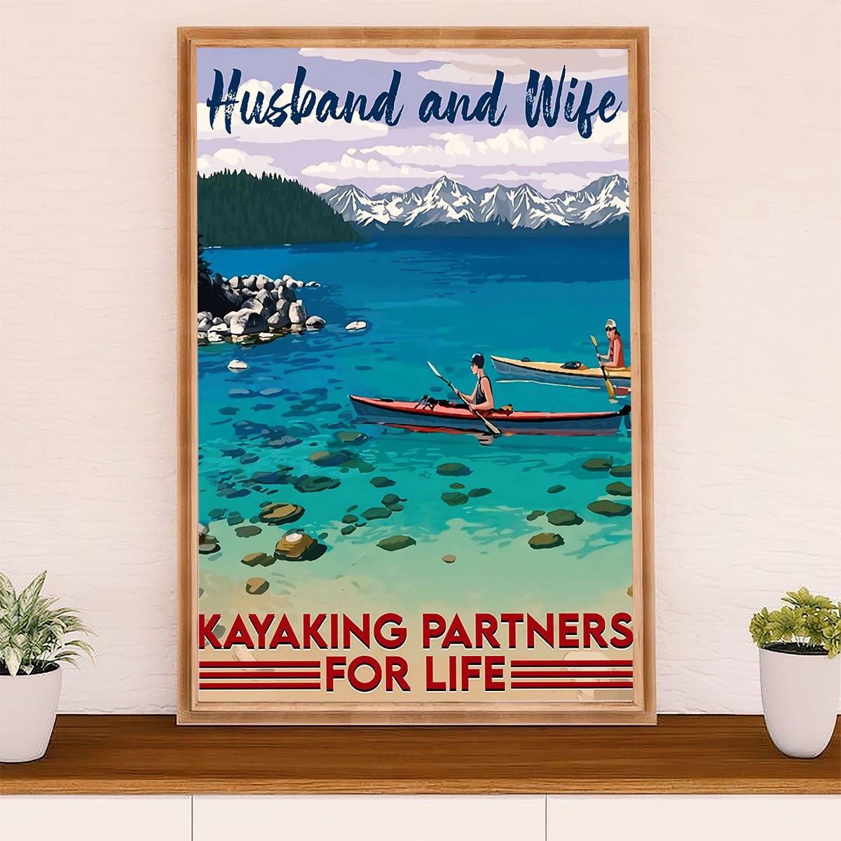 Kayaking Canvas Wall Art Prints | Husband & Wife | Home Décor Gift for Kayaker