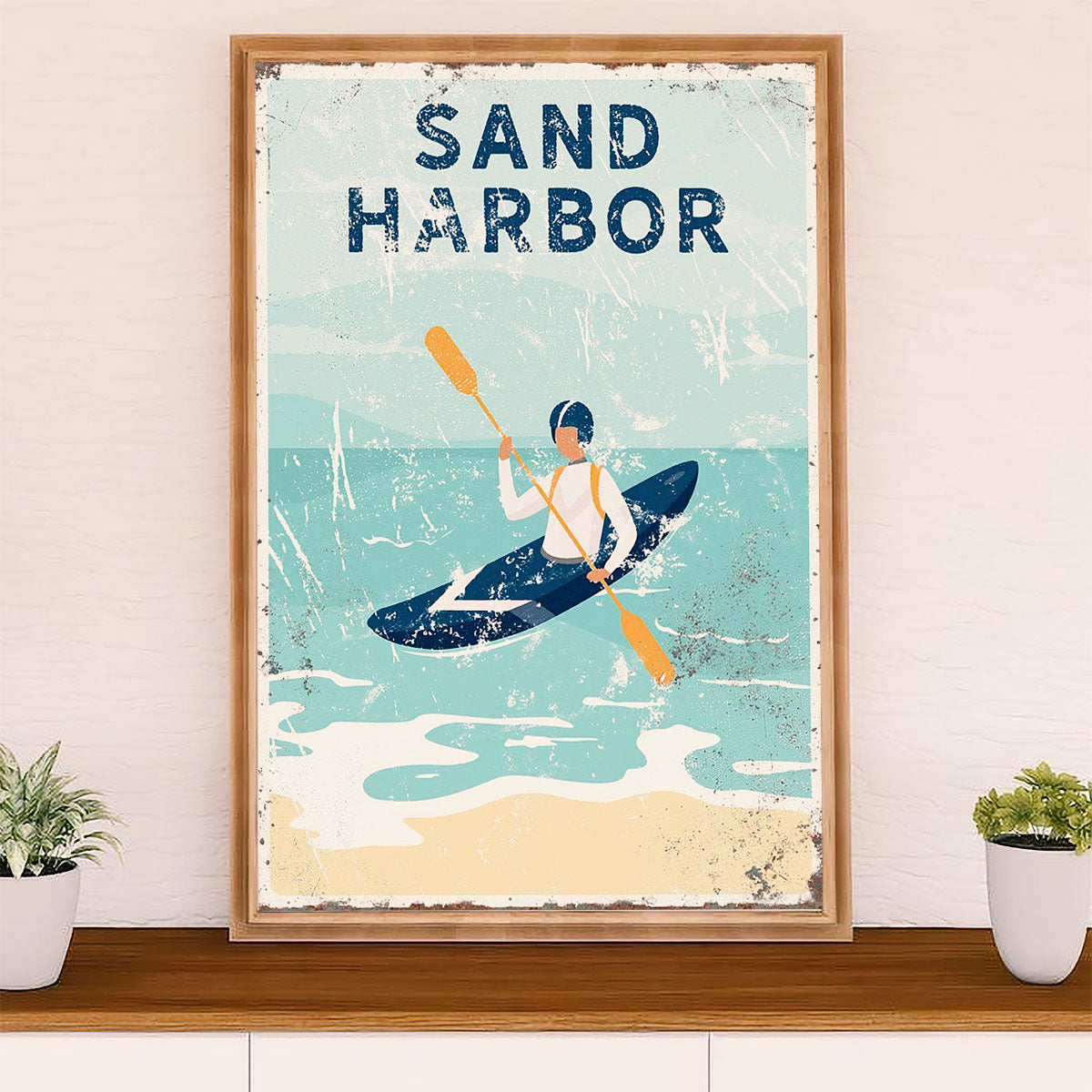 Kayaking Poster Print Room Decor | Sand Harbor | Wall Art Gift for Kayaker