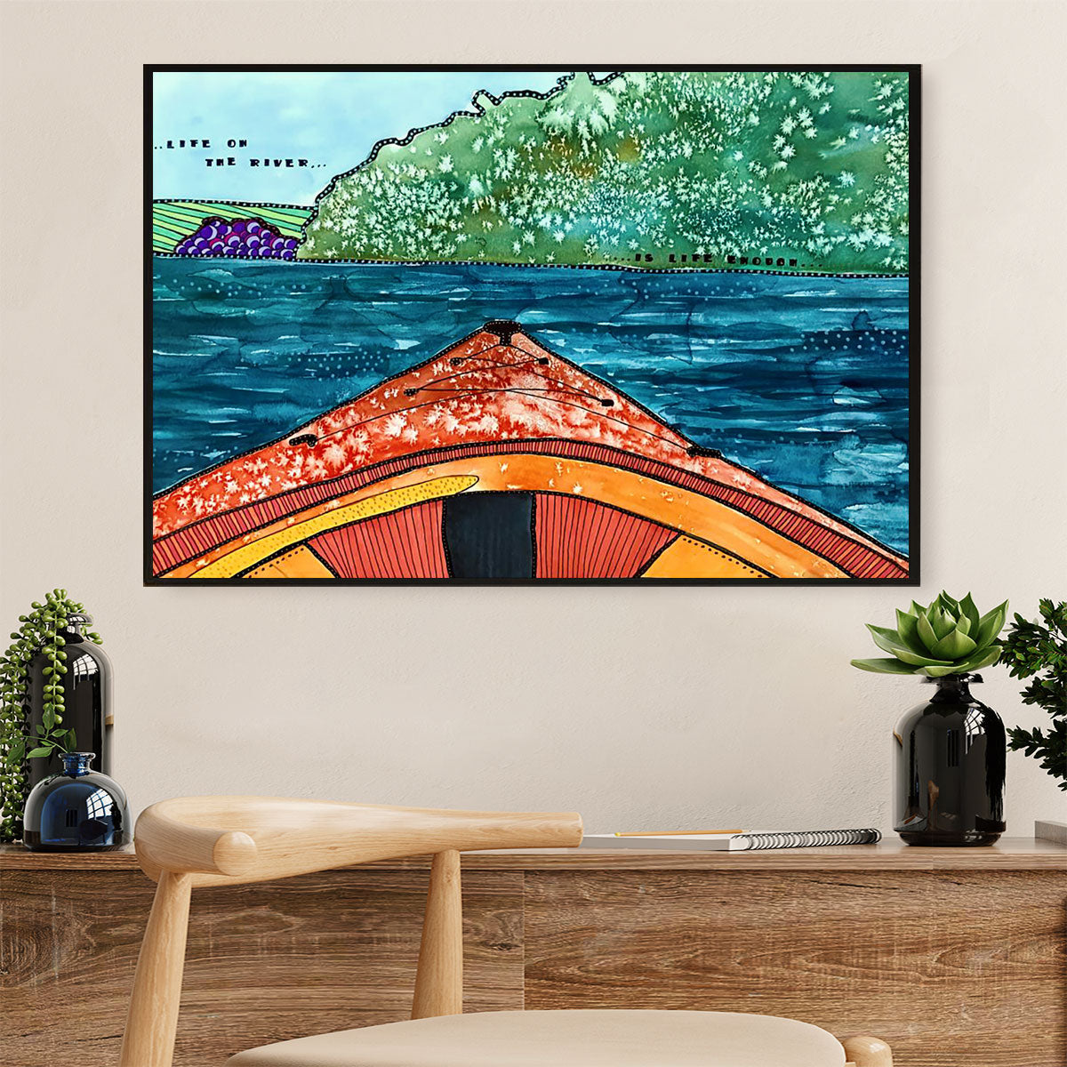 Kayaking Canvas Wall Art Prints | Water Landscape | Home Décor Gift for Kayaker
