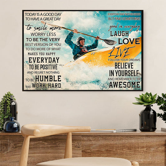 Kayaking Canvas Wall Art Prints | Laugh Love Live | Home Décor Gift for Kayaker