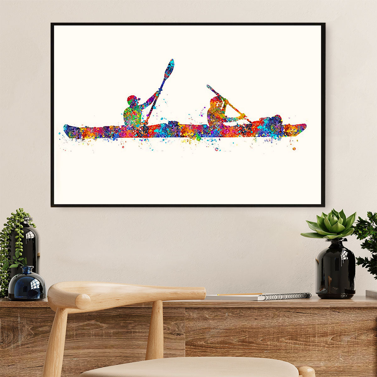 Kayaking Poster Prints | Watercolor Kayaker | Wall Art Gift for Kayaker