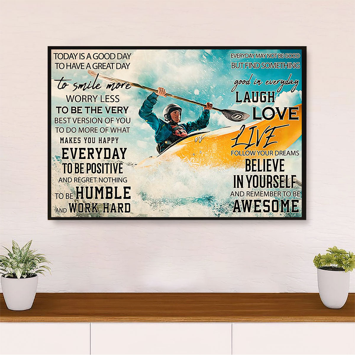 Kayaking Canvas Wall Art Prints | Laugh Love Live | Home Décor Gift for Kayaker
