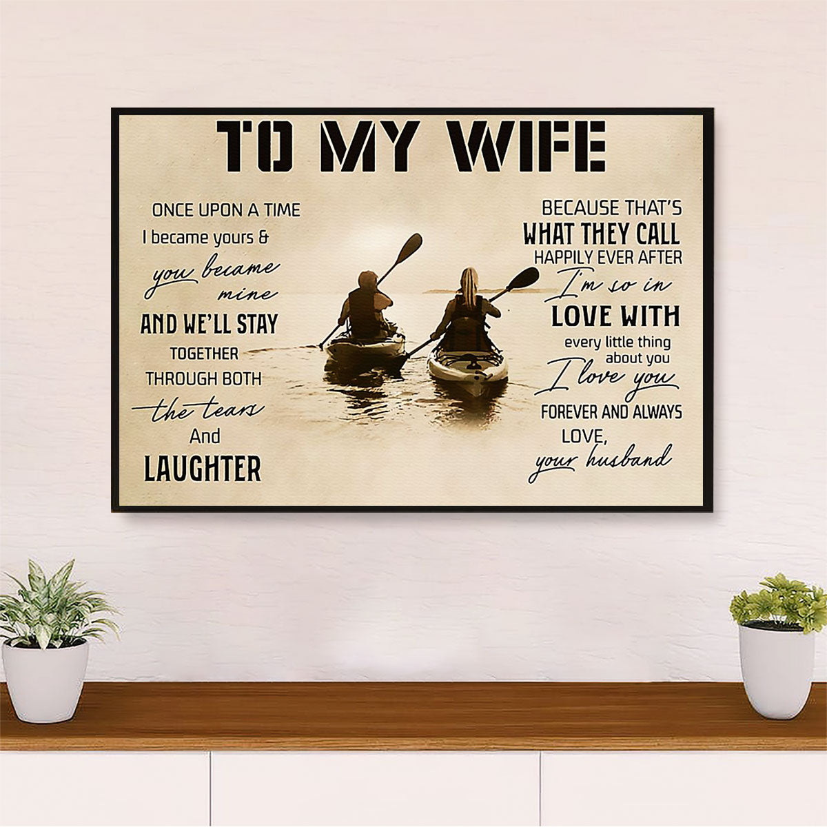 Kayaking Canvas Wall Art Prints | From Husband To Wife | Home Décor Gift for Kayaker