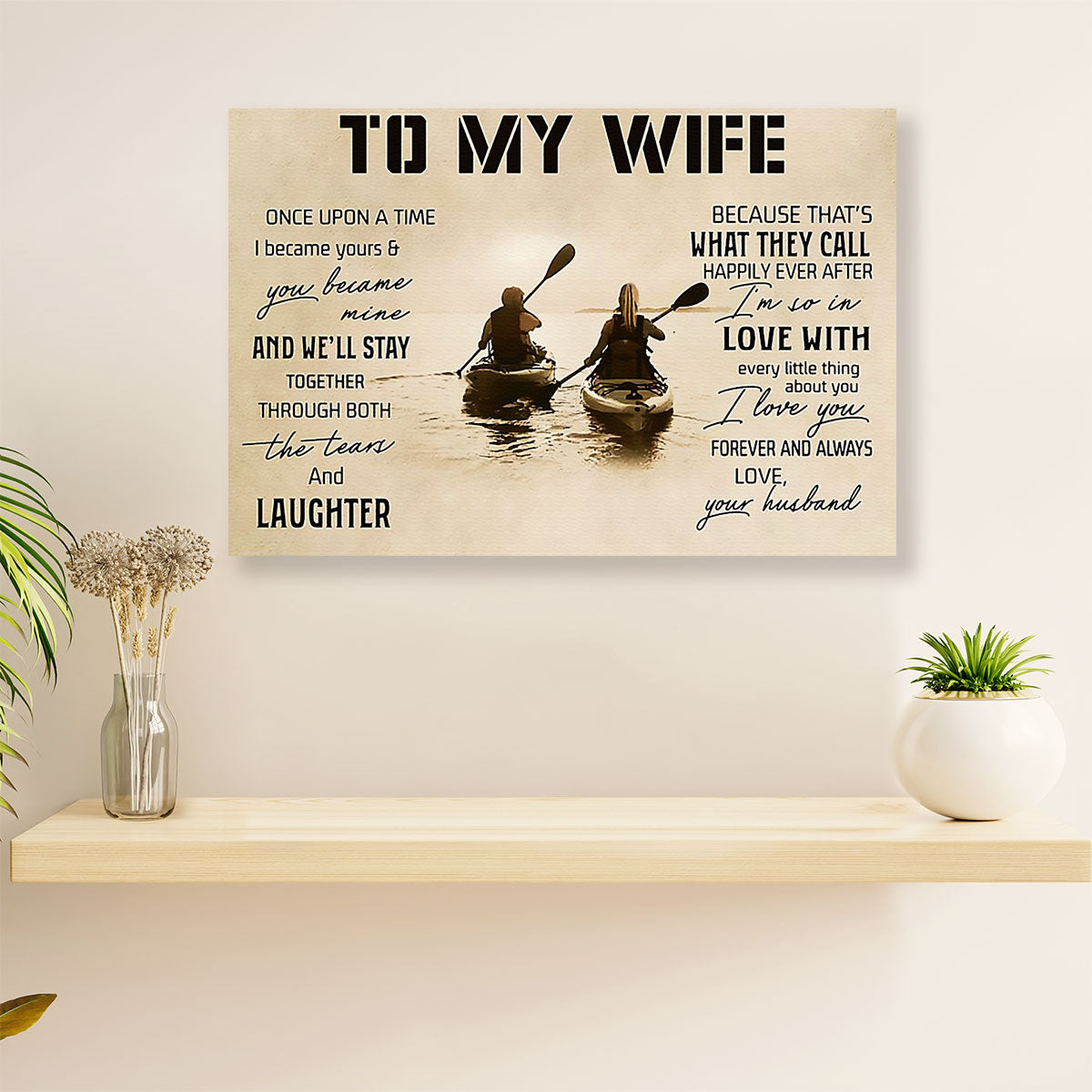 Kayaking Canvas Wall Art Prints | From Husband To Wife | Home Décor Gift for Kayaker