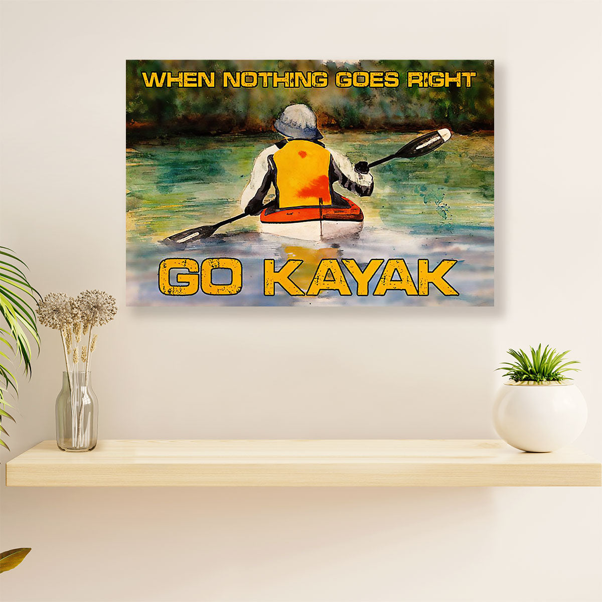 Kayaking Canvas Wall Art Prints | Go Kayak | Home Décor Gift for Kayaker