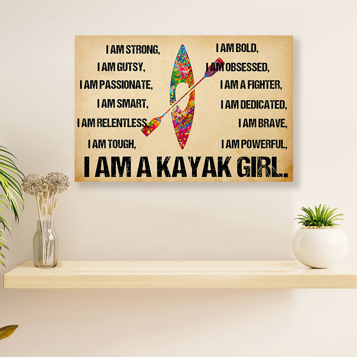 Kayaking Poster Prints | Kayak Girl | Wall Art Gift for Kayaker