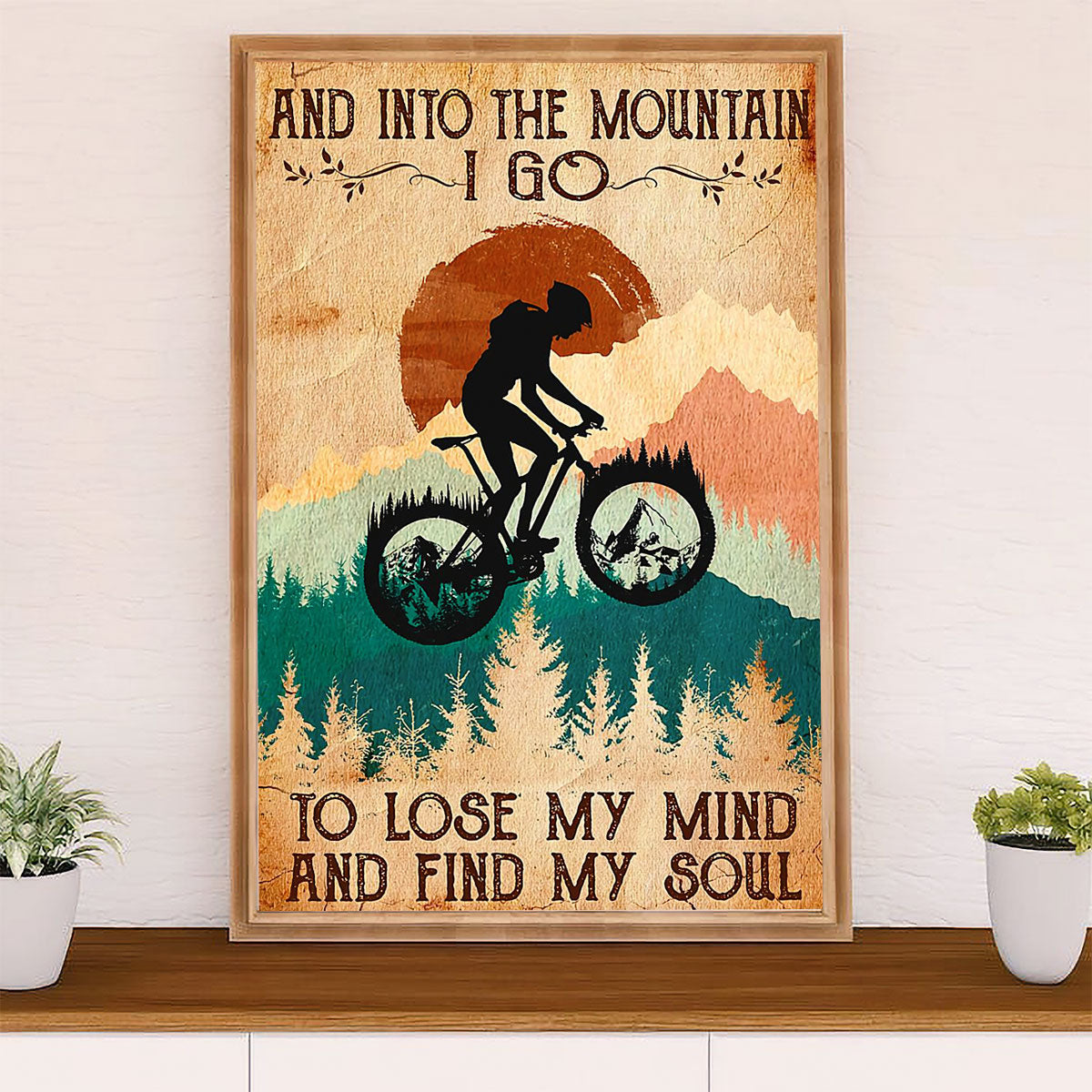Cycling, Mountain Biking Canvas Wall Art Prints | Into The Mountain | Home Décor Gift for Cycler