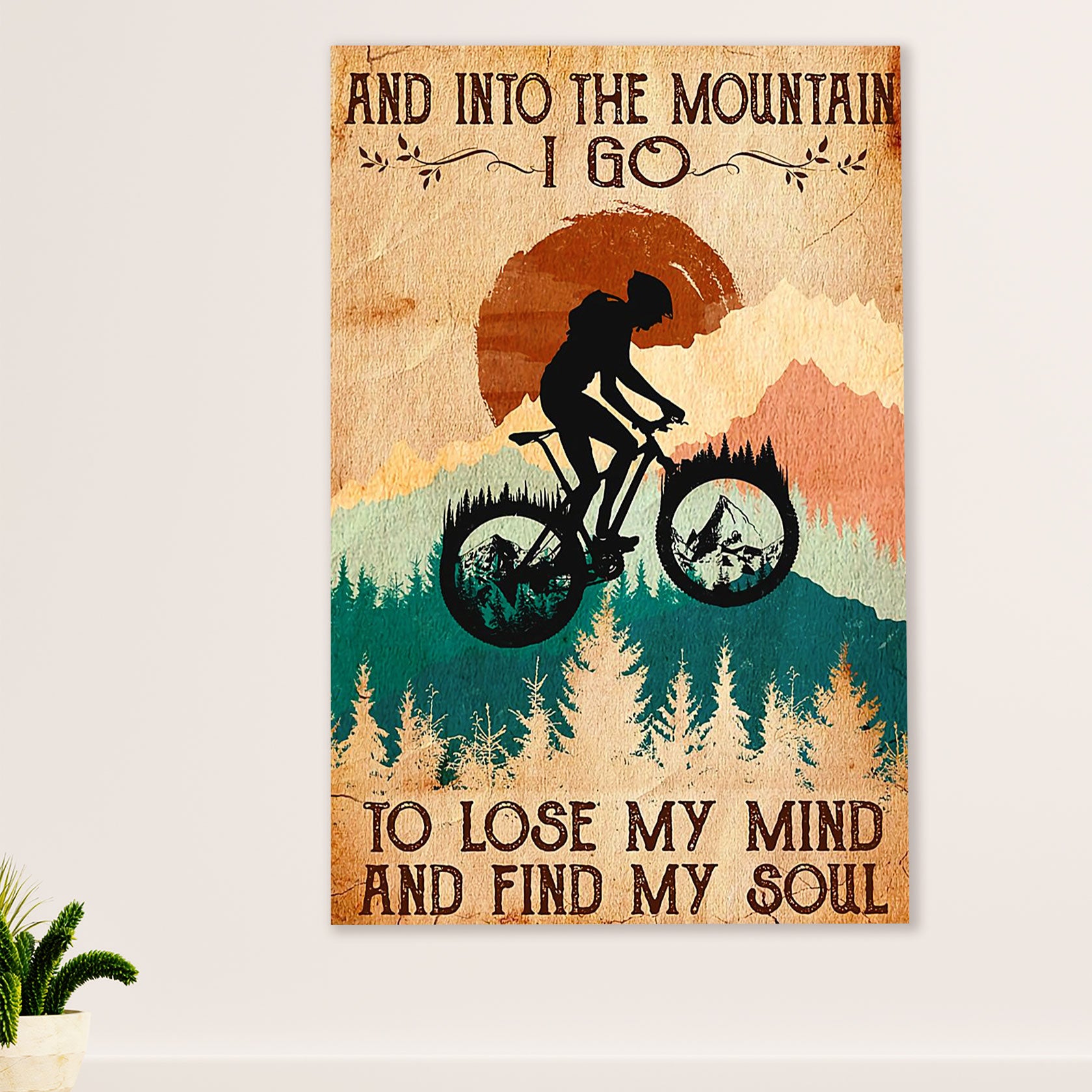 Cycling, Mountain Biking Canvas Wall Art Prints | Into The Mountain | Home Décor Gift for Cycler