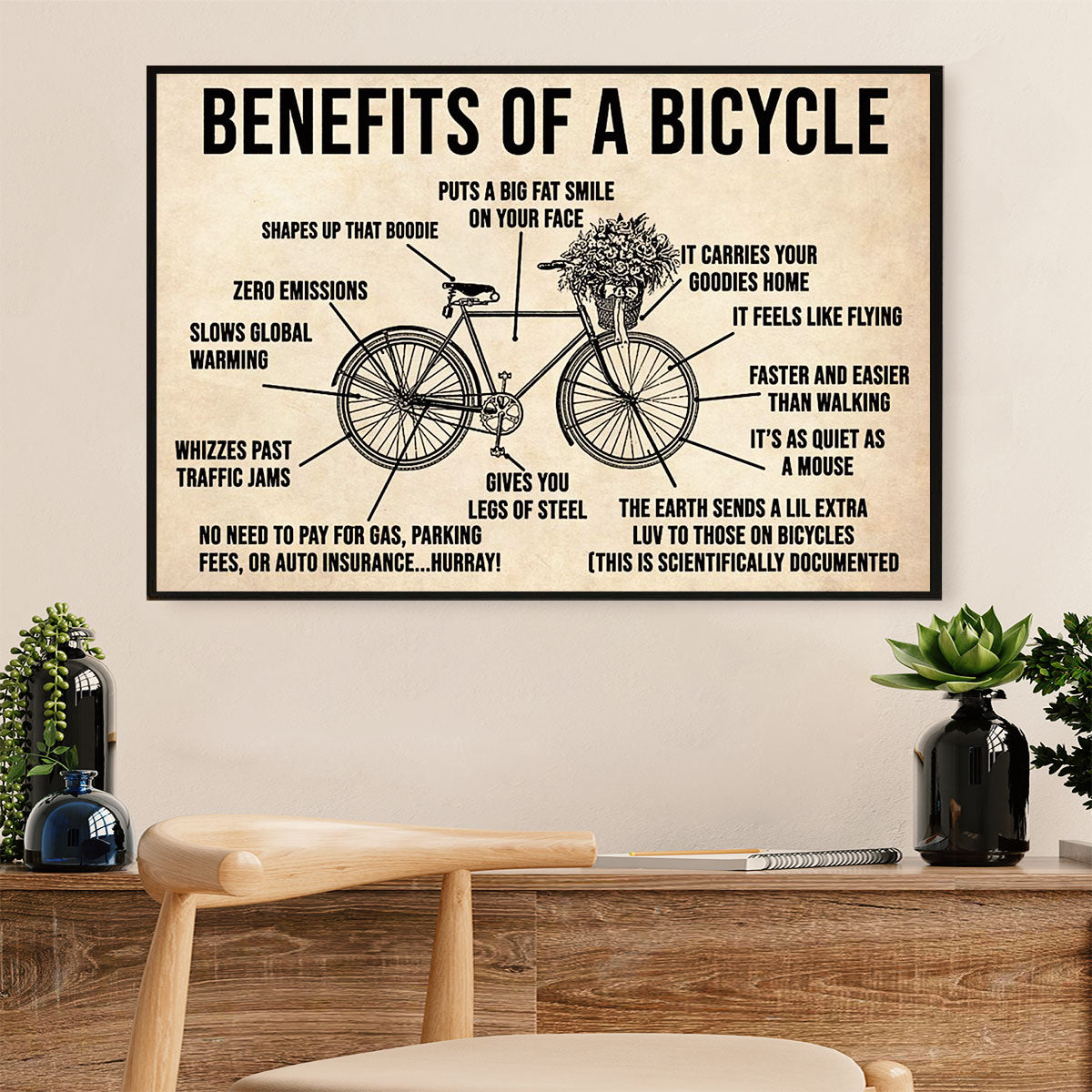 Cycling, Mountain Biking Canvas Prints | Benefits of Bicycle | Wall Art Gift for Cycler