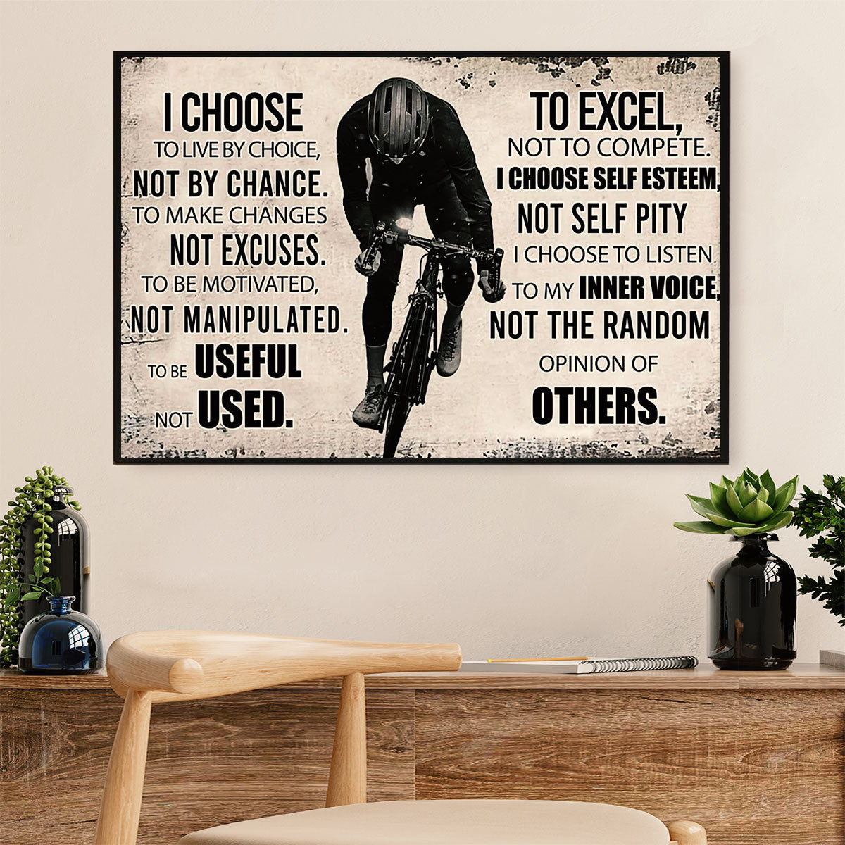 Cycling, Mountain Biking Canvas Prints | Choose To Excel | Wall Art Gift for Cycler