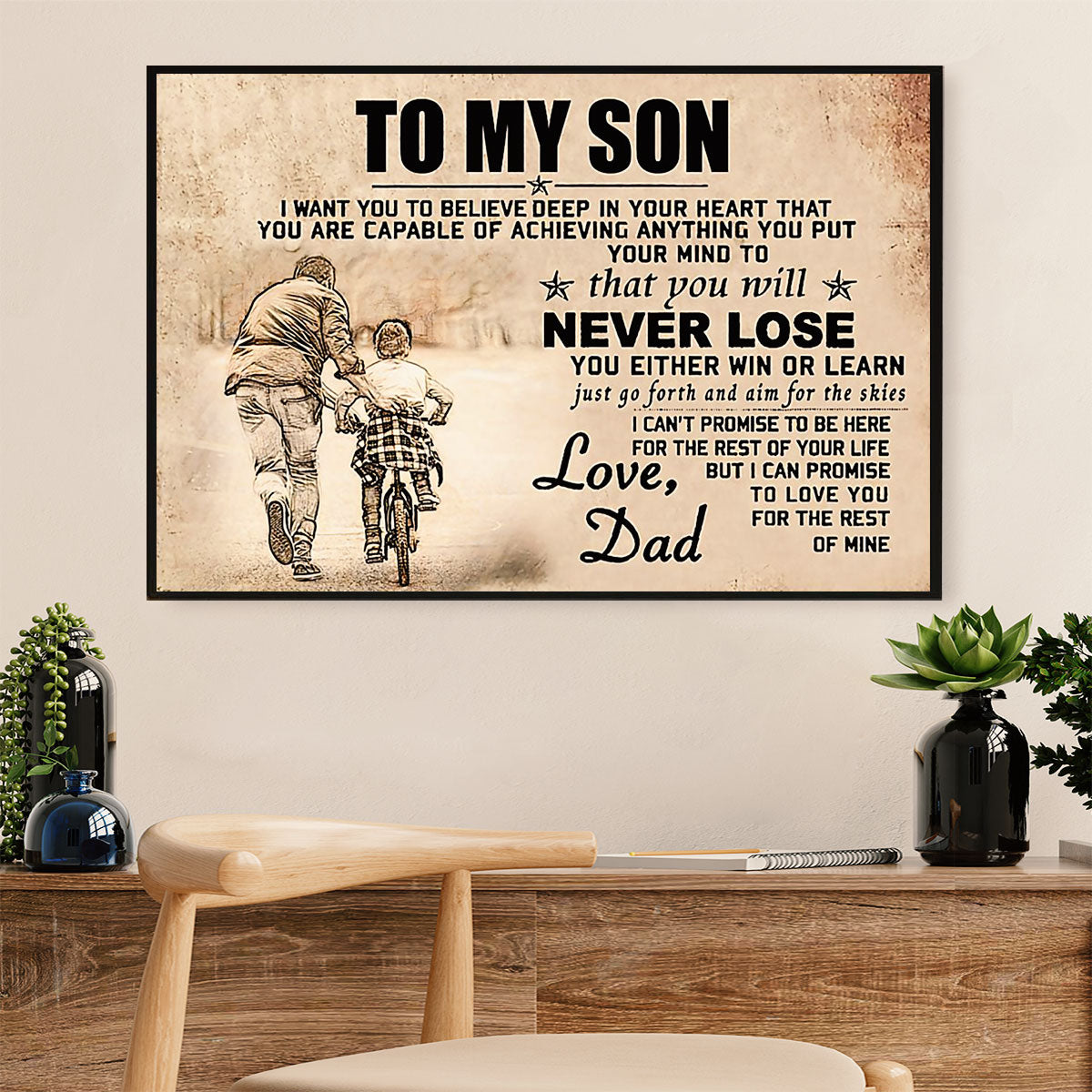 Cycling, Mountain Biking Canvas Prints | From Dad to Son | Wall Art Gift for Cycler