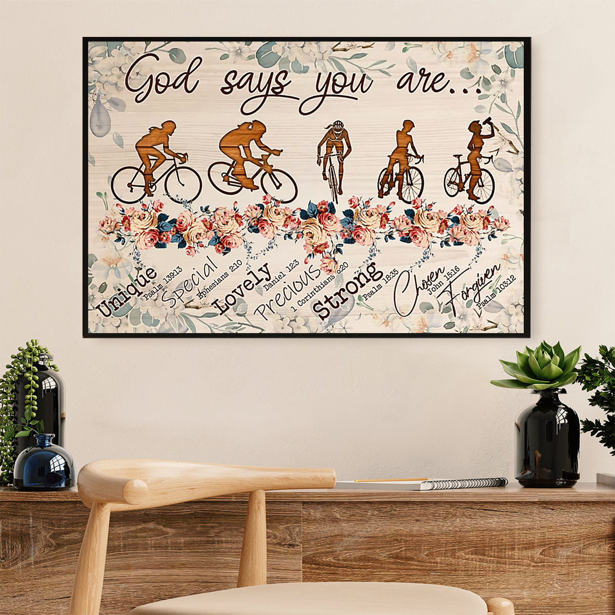 Cycling, Mountain Biking Canvas  Prints | God Says You Are | Wall Art Gift for Cycler