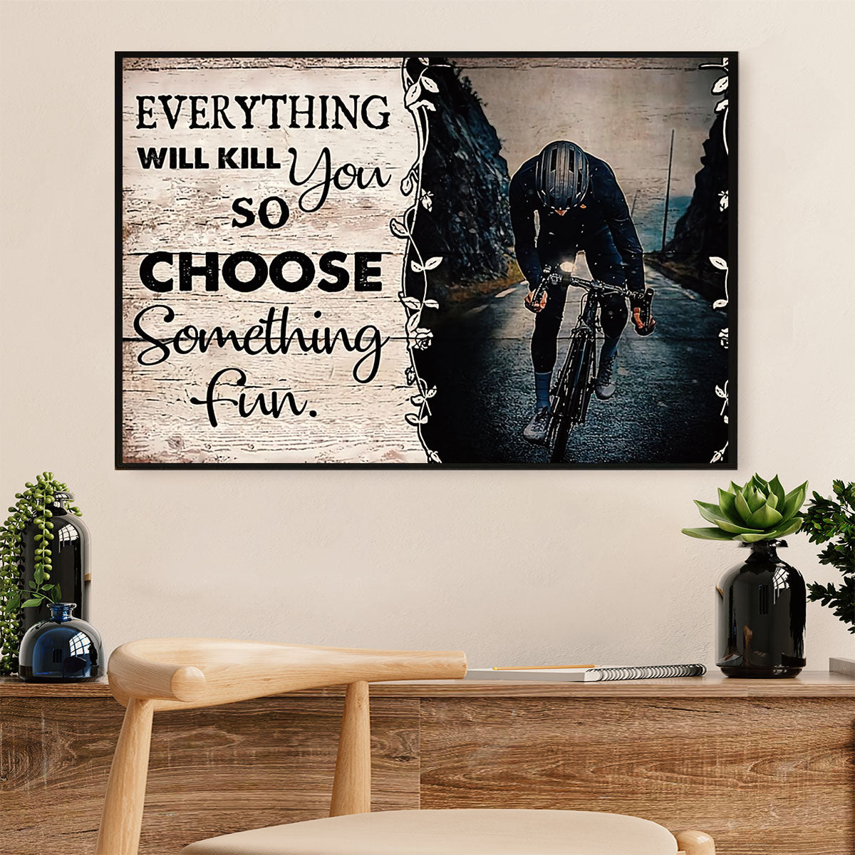 Cycling, Mountain Biking Canvas Prints | Choose Something Fun | Wall Art Gift for Cycler
