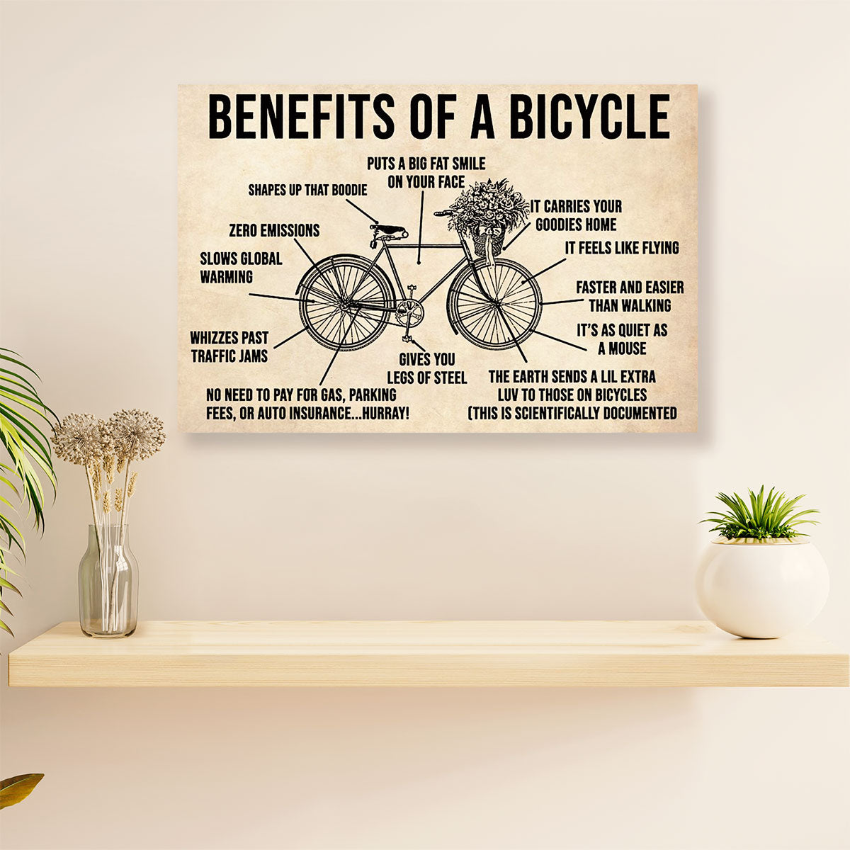 Cycling, Mountain Biking Canvas Prints | Benefits of Bicycle | Wall Art Gift for Cycler