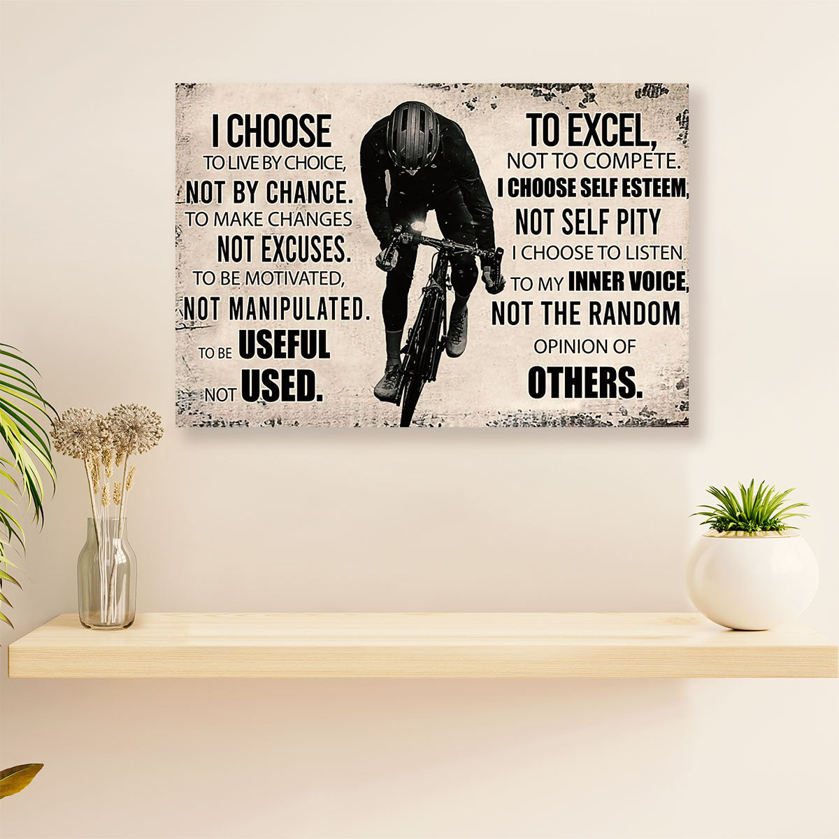 Cycling, Mountain Biking Canvas Prints | Choose To Excel | Wall Art Gift for Cycler