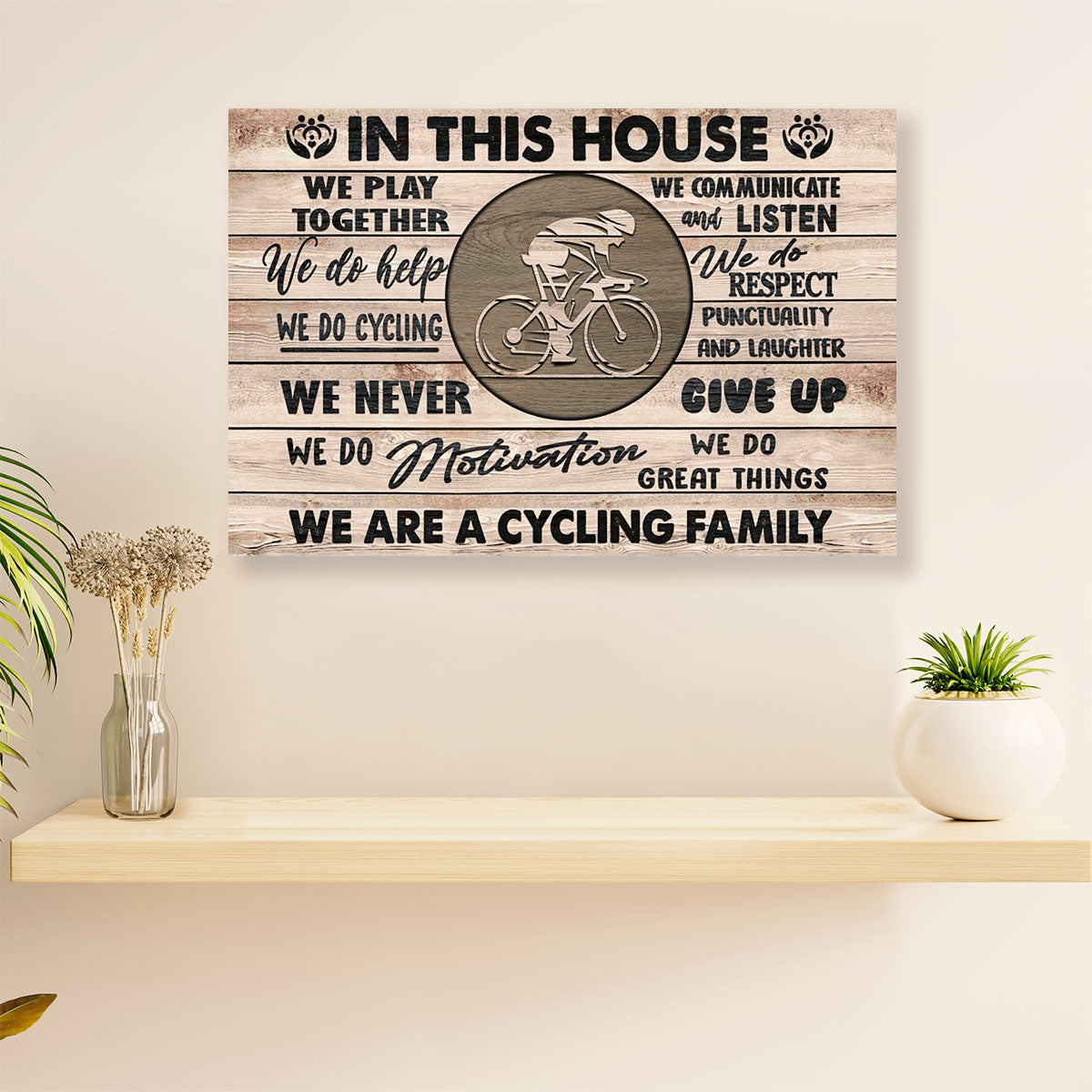 Cycling, Mountain Biking Canvas Prints | In This House | Wall Art Gift for Cycler