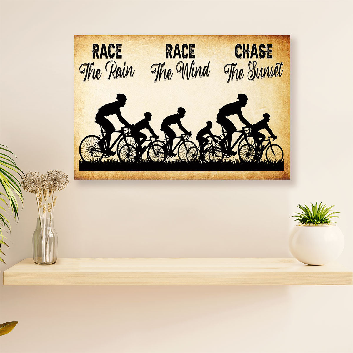Cycling, Mountain Biking Canvas Prints | Race The Rain | Wall Art Gift for Cycler