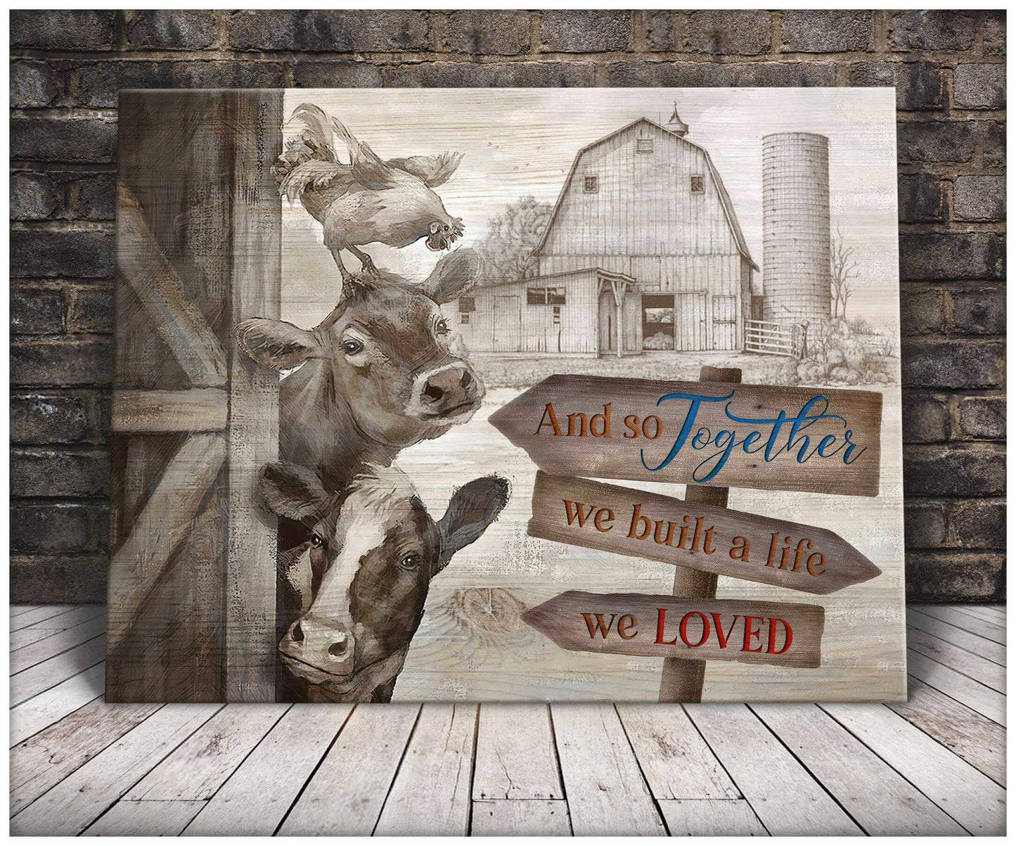 Mostsuit Top 5 Beautiful Farm Animals Wall Art Decor Together We Built A Life We Loved Canvas Poster
