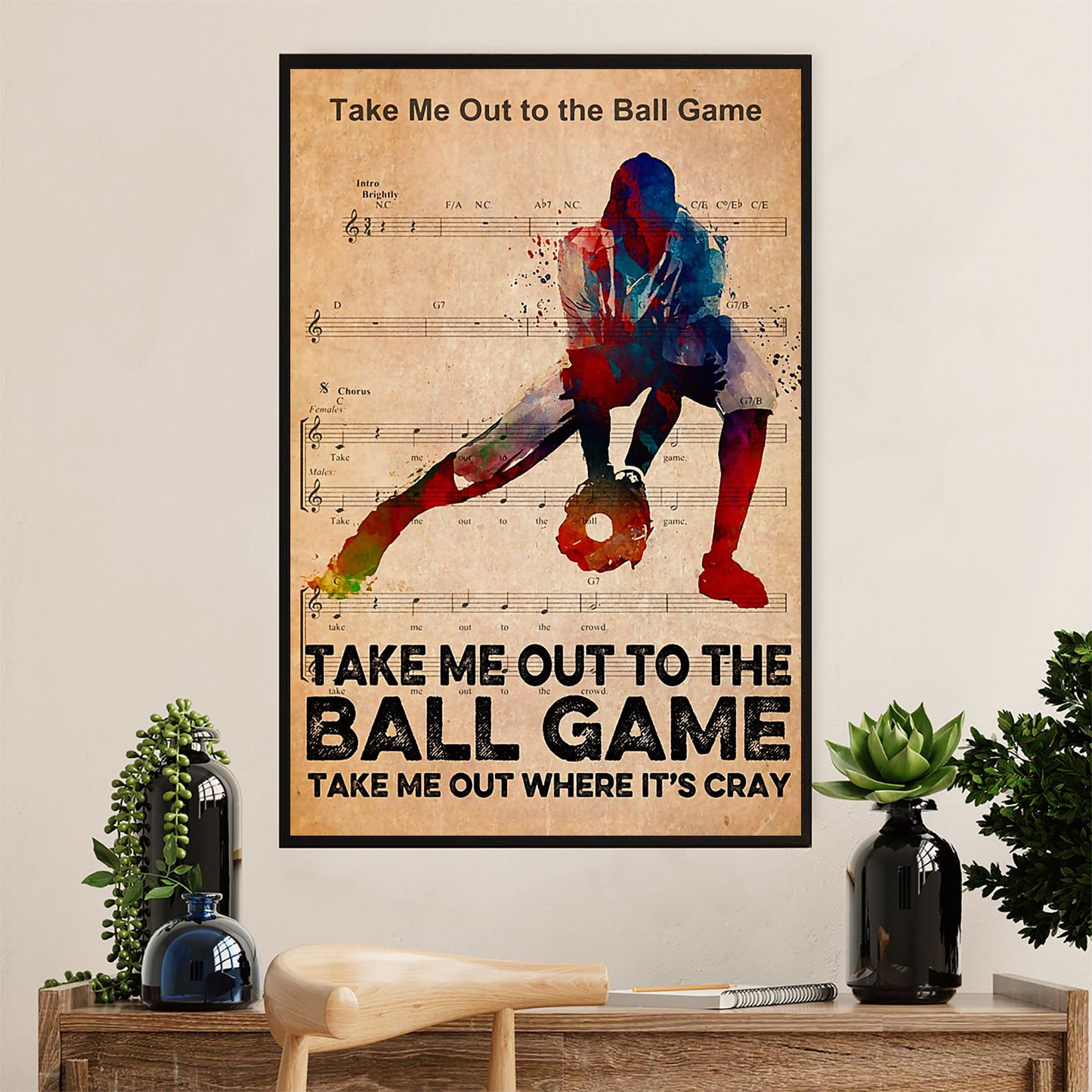 Baseball Canvas Wall Art Prints | Take Me Out to The Ball Game | Home Décor Gift for Baseball Player
