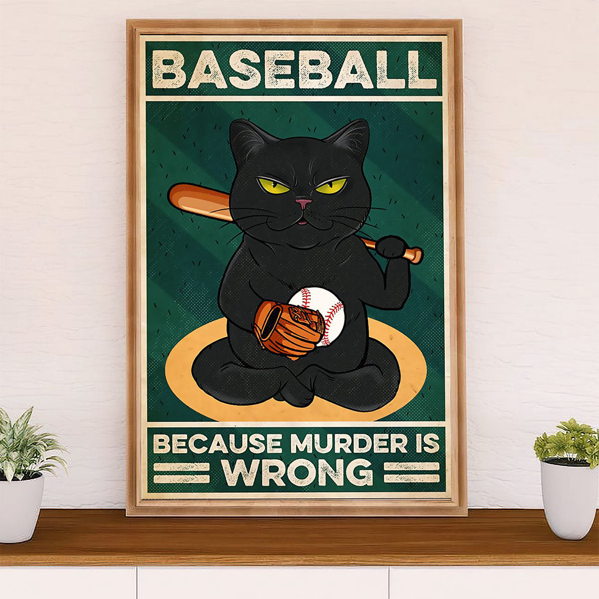 Baseball Canvas Wall Art Prints | Because Murder Is Wrong | Home Décor Gift for Baseball Player
