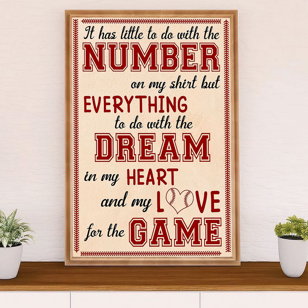 Baseball Canvas Wall Art Prints | Heart Love Game | Home Décor Gift for Baseball Player
