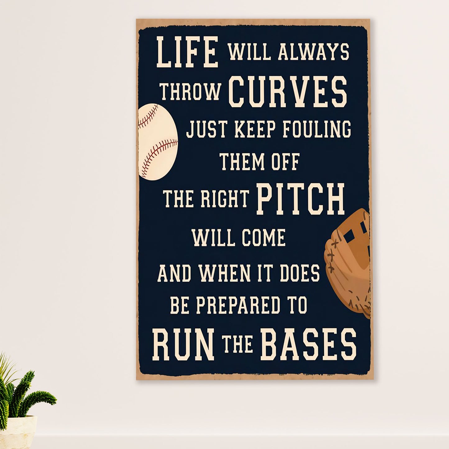 Baseball Poster Prints Wall Art | Run the Bases | Home Décor Gift for Baseball Player